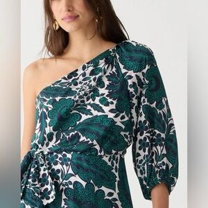 J. Crew Collection 100% Silk Asymetrical Green Floral Women's Dress